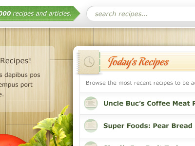 Todays Recipes bright ui web design wood