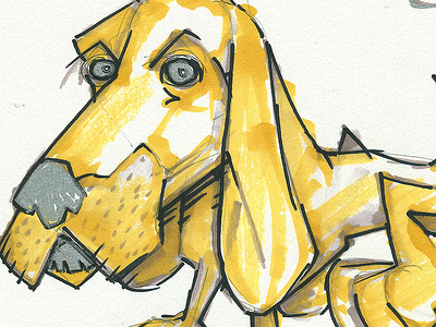 Yellow Dog drawing yellow