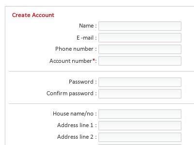 Create Account Page clean line password red web website white