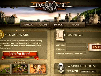 Dark Age Wars game gaming gui icon icons menu navigation web website