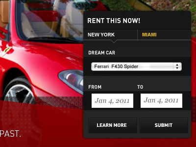 Rental car din form rental widget