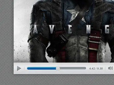 Video player blue elements gray player video