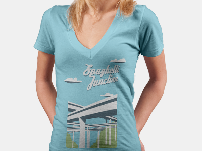 spaghetti junction printed. atlanta bridges clouds design highway illustration spaghetti junction t shirt