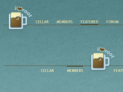 header options blue brown header menu root beer
