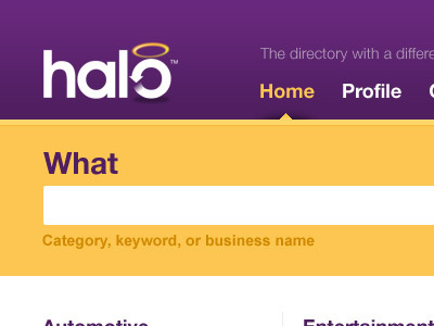 Halo bold directory helvetica nav purple search web yellow