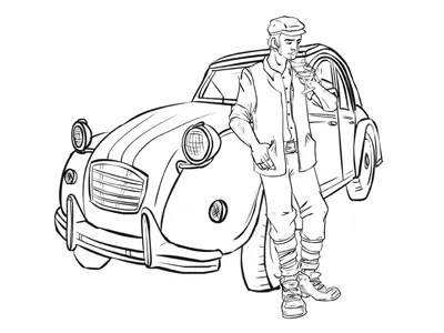 Pi'Nouf Sketch car drawing man sketch wine