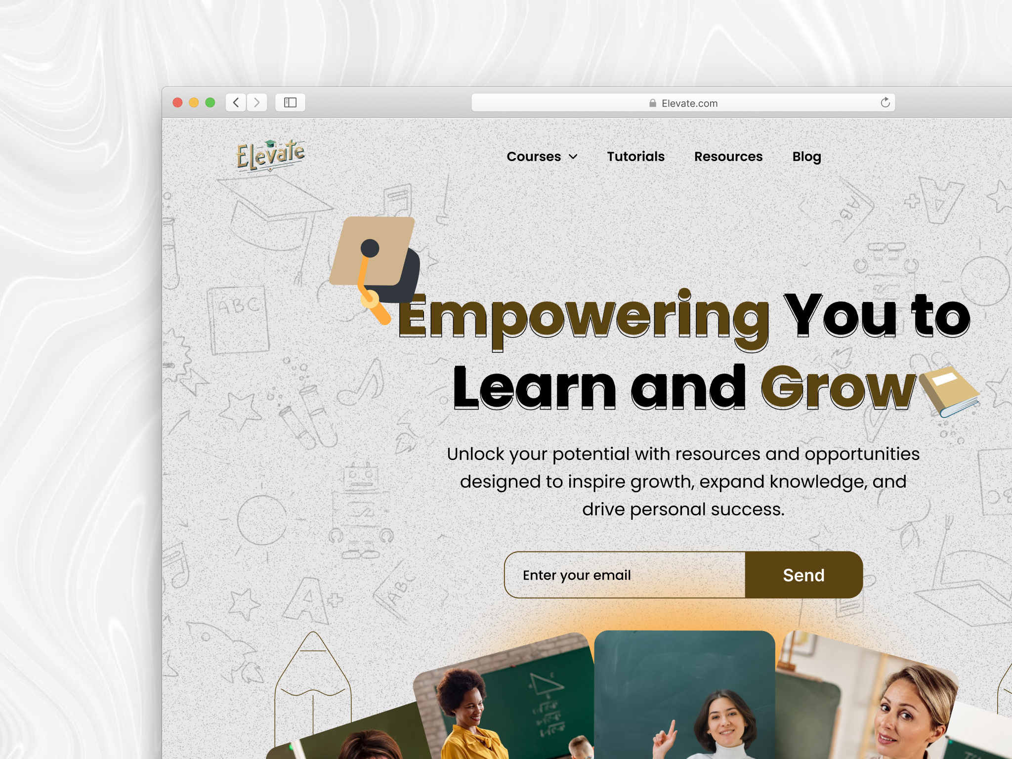 Elevate - A learning platform hero section design hero section landing page learning platform product design school website ui uiux web design webdesign