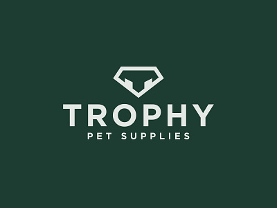 Trophy Pet Supplies Logo Design abstract geometric design branding creative logo concept diamond shaped logo dog nose logo geometric animal logo graphic design logo minimalist pet branding modern pet company pet supplies logo premium pet products sustainable pet supplies t shaped logo design