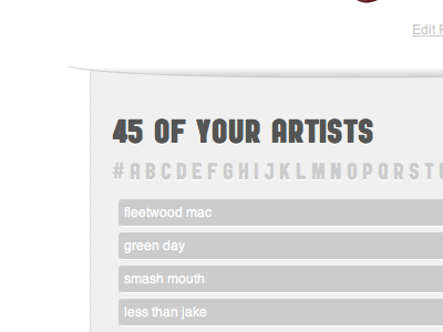 Artists List artists grey itunes list music white