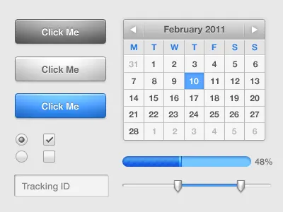 Praktisch Interface Kit button calendar checkbox input radio ranger slider ui user interface