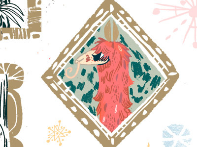 Pattern peek. animals frames llama stars