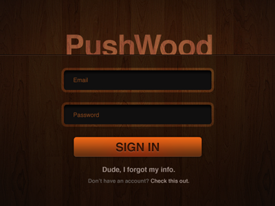 PushWood Login app input login photos pushwood wood