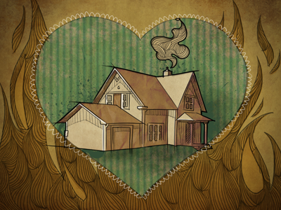 Project: Love Kristina fire home house illustration love