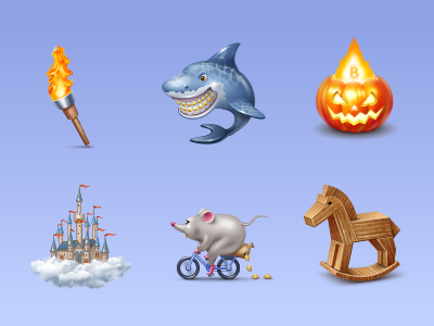 Virtual gifts for Vkontakte network castle cloud gift halloween horse icon mouse shark torch virtual vkontakte