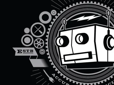 ABC Robot banner bolt crest emblem gear merch robot