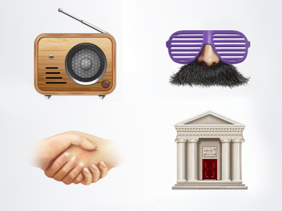 iphone app menu building friend friendship gisterson glasses handshake house icon illustration iphone masks museum mustache radio