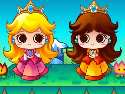 Peach and Daisy daisy fanart illustration illustrator peach vector