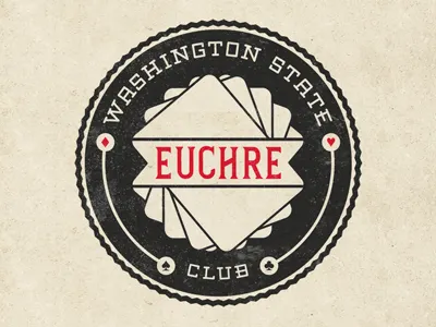 Euchre Club Dribbble 19th century card game cards club custom lettering euchre logo seal seattle suits typography washington