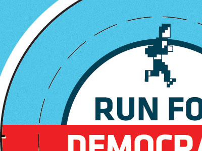 RFD Button 8bit blue button canabalt mockup pixel print red run for democracy white work