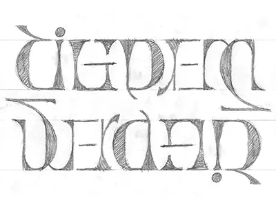 Cigdem Serdar Rough Style Sketch ambigram custom lettering rotational type