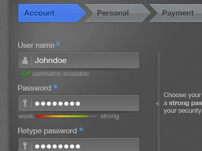 Multistep Dark Signup Form dark form noise signup form ui user interface