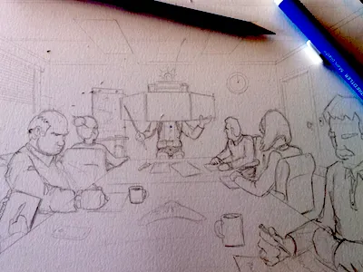 (We're so) Bored Rooom board room ceo comic book pencil