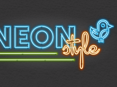 Neon Graphic Style bird glowing graphic style icon illustrator neon twitter typography vector