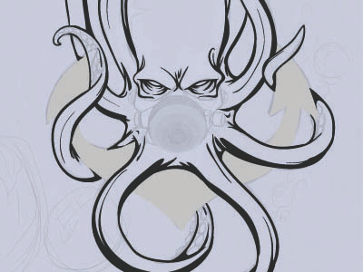 Kraken progress anchor drawing gaks illustrator inking octopi sketch