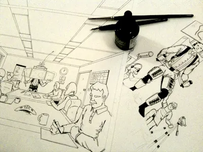 Ink Welll board room comic book ink pen