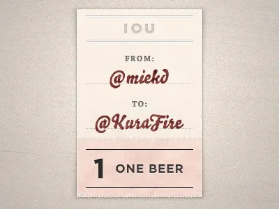 IOU. brown iou kurafire light paper receipt
