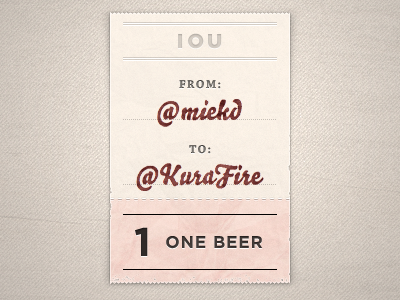 IOU. brown iou kurafire light paper receipt