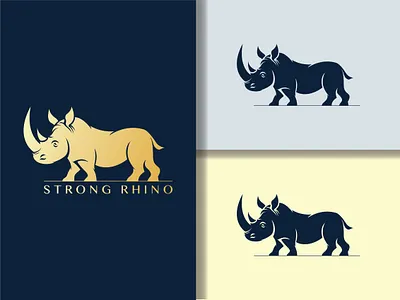 Strong Rhino Logo african aggression angry animals dangerous rhino endangered herbivore horn horned illustration rare rhino logo rhinoceros silhouette strength strong vector wilderness wildlife zoo