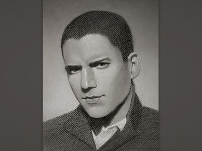 Wentworth Miller art celebrity charcoal drawing portrait