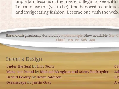 css zen garden: content and footer css zen garden droid sans droid serif embossed plate wood