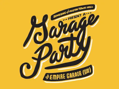 Garage Party austin town hall hand drawn illustration lettering sxsw type
