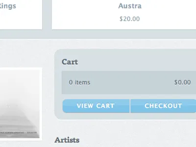 Minicart big cartel blue ecommerce grey texture white