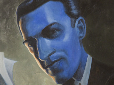 George Gershwin-Rhapsody in Blue caricature illustration lighting oil painting