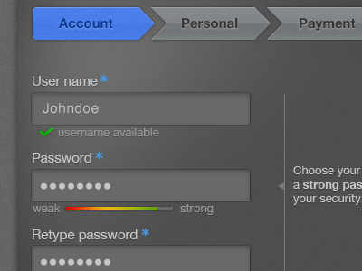 Login form steps charcoal form