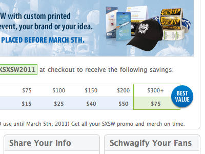 Jakprints SXSW Promo jakprints landing page promotion schwagify sxsw