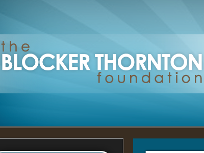 Blocker Thornton Foundation, Take two blue brown logo rays type typography white