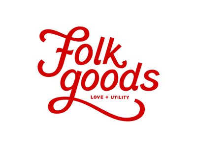 Folk Goods First Pass folk goods lettering logo red script swash