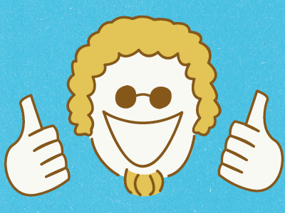 Eyyyyy! blue brown cool face fonzie illustration thumbs up yellow