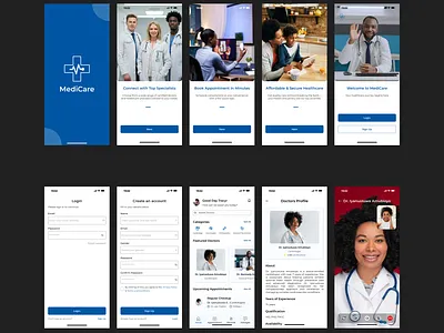 Design For a Telemedicine App dailyui challenge design figma figma design figmadesign health healthcare logo medical medicine mobile app telemedicine ui uiux