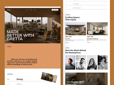 Gretta - Landing Page architecture architecture landing page landing page minimalist design ui ui design ui ux design warm tones web design