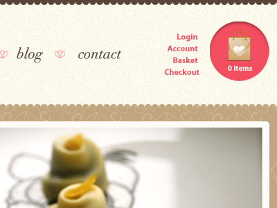 Chocolaterie Header basket chocolate pink shopping cart web design website