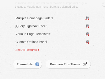 Theme Info clean features ribbons table