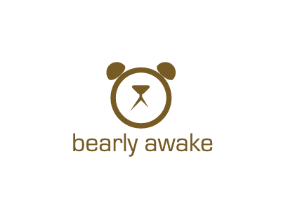 Bearly Awake alarm awake bear brown clock logo