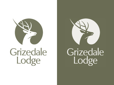 Grizedale 2 animal antlers deer green hotel illustration logo