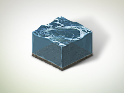 Water Tile cube dirt earth element game illustration isometric photoshop tile water