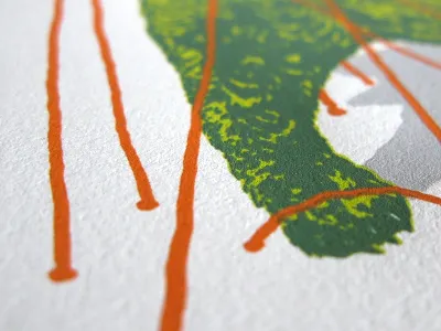 Tied Down bear green orange print screen print